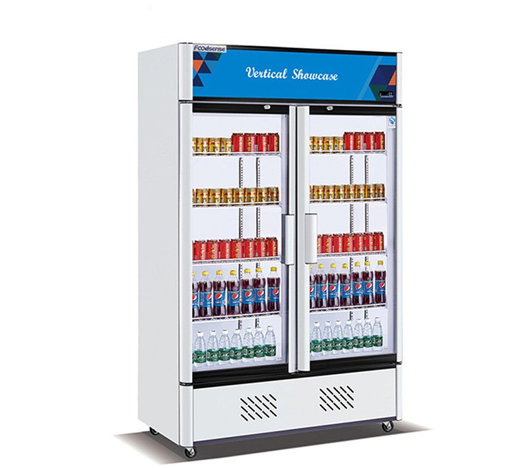 Double Door Showcase Cooler With Dynamic Cooling,Refrigerator For Beverages