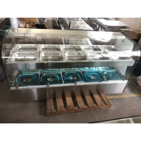 Countertop Bain Marie 2 Layers Heating Up And Down With Lamp Food Warmer